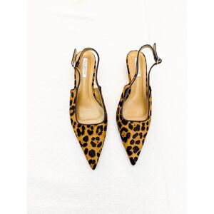 Tony Bianco Leopard Print Slingback Heels Kitten Heel Pointy Toe NWOB Size 8.5